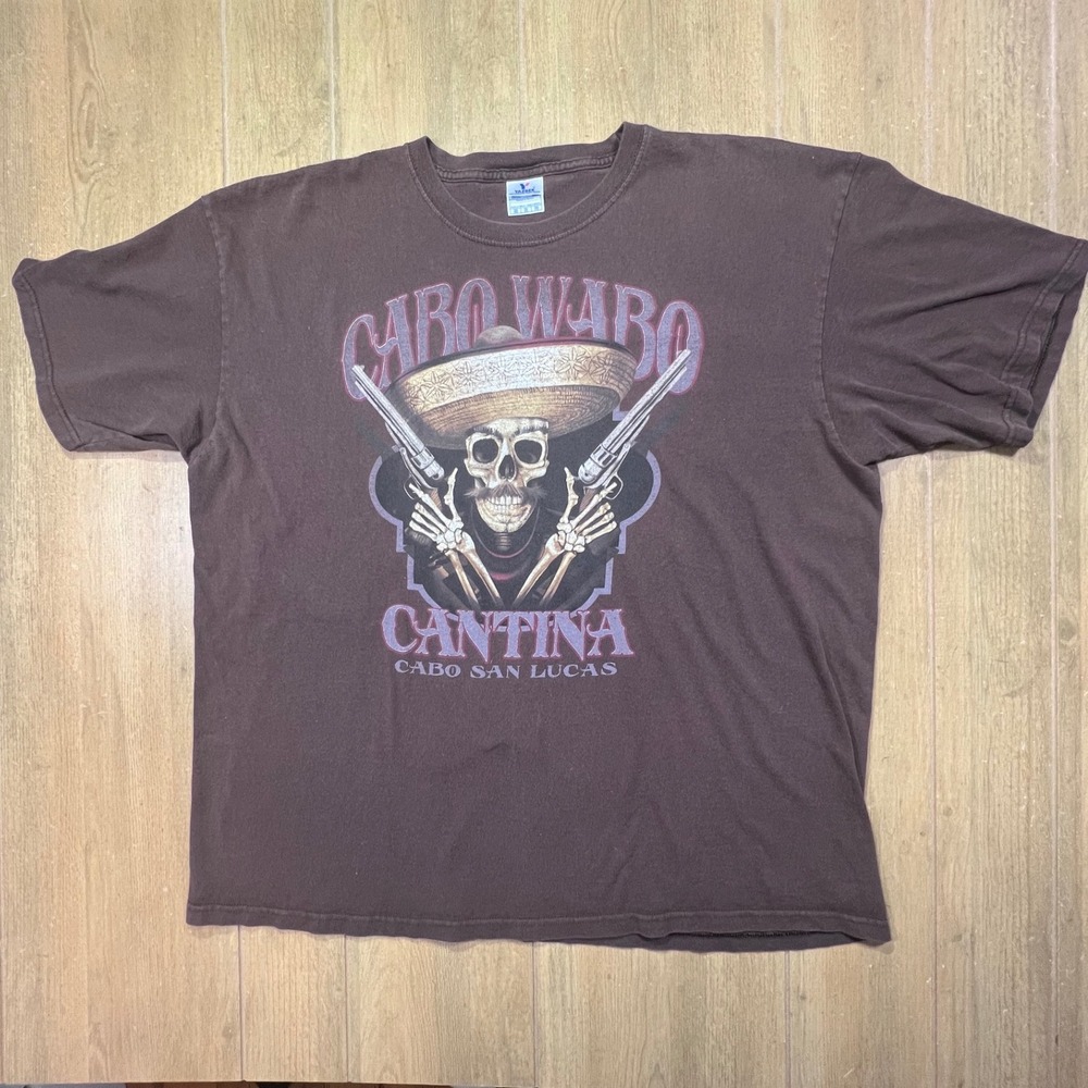Cabo Wabo Cantina Cabo San Lucas Skeleton Graphic Tee Brown Mens 2XL Yazbek